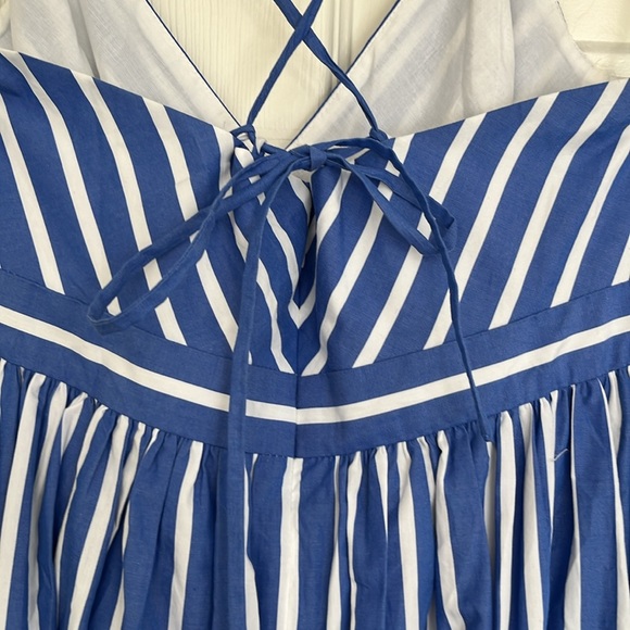 J.Crew Long Drapey Spaghetti-strap Maxi in White Blue Stripe Dress - Picture 11 of 13